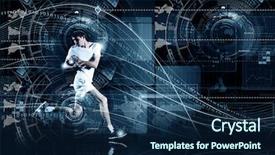  Presentation with sleep digital media - Audience pleasing presentation design consisting of sport technology - young running man against digital backdrop and a navy blue colored foreground