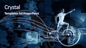  Presentation with sleep digital media - Beautiful slides featuring sport technology - young running man against digital backdrop and a navy blue colored foreground