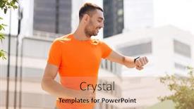  Presentation with smart city technology - Amazing PPT theme having sport-technology-and-people-concept backdrop and a coral colored foreground