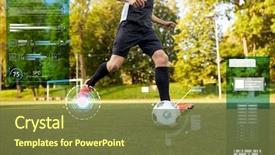  Presentation with soccer field - Slide set having sport technology and people concept background and a tawny brown colored foreground
