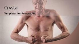  Presentation with strength - PPT theme enhanced with ideal man - strength background and a coral colored foreground