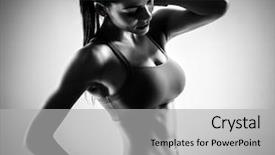  Presentation with woman sport - Colorful presentation design enhanced with sport woman black and white backdrop and a light gray colored foreground