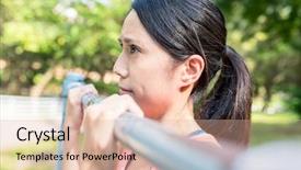  Presentation with woman sport - PPT layouts having sport woman doing pull up background and a  colored foreground