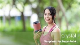  Presentation with woman sport - PPT layouts enhanced with sport-woman-hold-with-yoga background and a seafoam green colored foreground