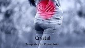  Presentation with runner - Amazing slide deck having spine sports fit girl - sport woman hurting back problem backdrop and a teal colored foreground