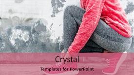  Presentation with fitness clothing - Cool new PPT theme with sport woman in fashion sports backdrop and a coral colored foreground