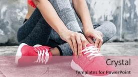  Presentation with fitness clothing - Beautiful presentation design featuring sport woman in fashion sportswear backdrop and a coral colored foreground