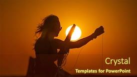  Presentation with woman sport - Cool new slide deck with sport-woman-makes-out-slings backdrop and a tawny brown colored foreground