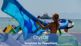  Presentation with woman sport - Amazing presentation theme having sport-woman-makes-out-slings backdrop and a ocean colored foreground