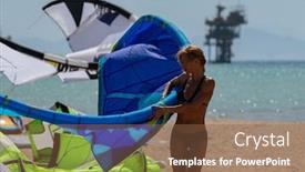  Presentation with woman sport - Colorful theme enhanced with sport-woman-makes-out-slings backdrop and a coral colored foreground