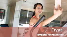  Presentation with nutrition practice - Presentation consisting of sport woman practice on elliptical background and a  colored foreground