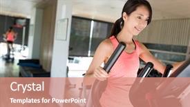  Presentation with woman sport - Slide set consisting of sport woman practice on elliptical background and a  colored foreground