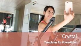  Presentation with law enforcement training - Slide set featuring sport woman training on elliptical background and a  colored foreground