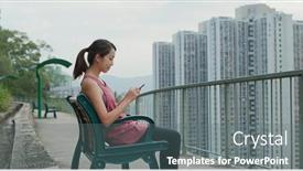  Presentation with record - PPT layouts with sport-woman-use-of-smart background and a gray colored foreground