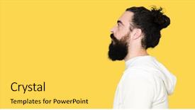  Presentation with long hair man - Slide deck enhanced with sporti - young man with long hair background and a  colored foreground