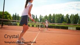  Presentation with professional tennis player athlete man - Presentation theme consisting of sporting clays - female athlete play tennis background and a coral colored foreground