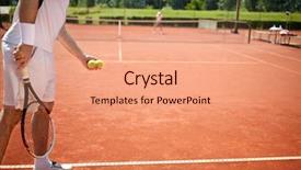  Presentation with tennis - Colorful PPT theme enhanced with sporting clays - preparing to serve tennis ball backdrop and a coral colored foreground