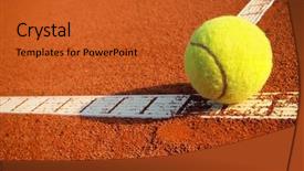  Presentation with court - Audience pleasing theme consisting of sporting clays - tennis ball on a tennis backdrop and a red colored foreground