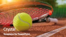  Presentation with lawn tennis a hard court - Presentation theme consisting of sporting clays - tennis ball on a tennis background and a tawny brown colored foreground