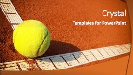  Presentation with tennis - Presentation design featuring sporting clays - tennis balls on a tennis background and a crimson colored foreground