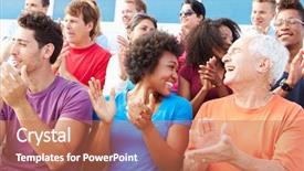  Presentation with performance - Beautiful PPT layouts featuring sporting events - audience applauding at outdoor concert backdrop and a coral colored foreground