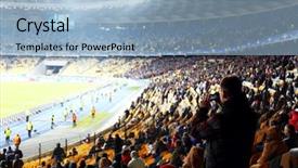  Presentation with football stadium - Cool new presentation theme with sporting events - fans watching football game backdrop and a light blue colored foreground