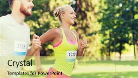  Presentation with marathon running race - Beautiful slides featuring sporting events - fitness sport friendship race backdrop and a yellow colored foreground