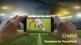  Presentation with football - Cool new PPT layouts with sporting events - football fan removes the football backdrop and a tawny brown colored foreground