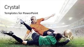  Presentation with football field - PPT theme with sporting events - football player on field background and a  colored foreground