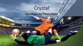  Presentation with football field - Colorful PPT theme enhanced with sporting events - football player on field backdrop and a  colored foreground