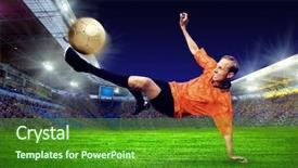 Presentation with football field - Presentation theme with sporting events - football player on field background and a  colored foreground