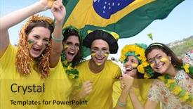  Presentation with soccer fans - PPT theme enhanced with round shell over the sand in an italian beach background and a tawny brown colored foreground