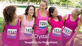  Presentation with breast cancer glow - Cool new PPT theme with sporting events - happy women participating in breast backdrop and a coral colored foreground
