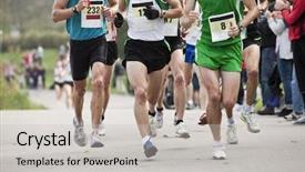  Presentation with runners - Cool new presentation theme with sporting events - runners in a marathon backdrop and a light gray colored foreground