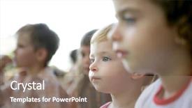  Presentation with global children culture - Audience pleasing PPT theme consisting of sporting events - spectator children observing spectacle looking backdrop and a coral colored foreground