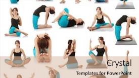  Presentation with mother doing yoga kids - Amazing PPT theme having sporting figure - beautiful young woman doing yoga backdrop and a coral colored foreground