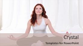  Presentation with exercises - Beautiful presentation featuring sporting figure - young girl doing yoga exercises backdrop and a  colored foreground