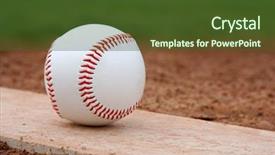  Presentation with baseball - PPT theme having sporting goods - baseball on the pitchers mound background and a  colored foreground