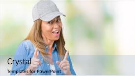  Presentation with woman sport - Presentation theme consisting of sporting goods - beautiful middle age woman wearing background and a light blue colored foreground