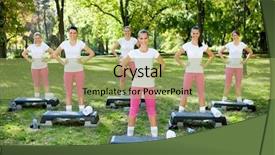  Presentation with health and fitness - Presentation with sporting goods - outdoor fitness class in support background and a  colored foreground