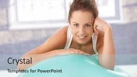  Presentation with gymnastics - PPT layouts featuring sporting goods - pretty girl resting on fitball background and a arctic colored foreground