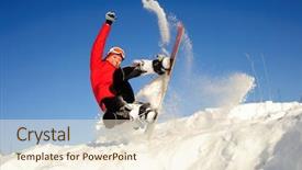  Presentation with young man and a woman - Colorful PPT layouts enhanced with sporting goods - pretty young active woman backdrop and a cream colored foreground