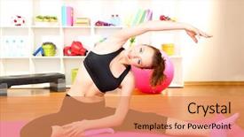  Presentation with exercise kids kid doing fitness - Slide deck having sporting goods - young woman doing fitness exercises background and a coral colored foreground