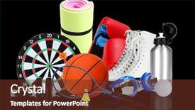  Presentation with goods and services tax gst - Colorful PPT layouts enhanced with sporting goods on black background backdrop and a tawny brown colored foreground