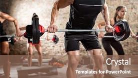  Presentation with workout - Cool new slides with sportive - muscular sporty people doing workout backdrop and a coral colored foreground