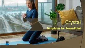  Presentation with workout - Slides consisting of sportive-brunette-practices-exercise background and a tawny brown colored foreground