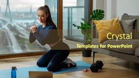  Presentation with video - Slide deck having sportive-brunette-practices-yoga background and a tawny brown colored foreground