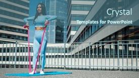  Presentation with band - Slides featuring sportive-female-has-workout background and a ocean colored foreground