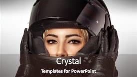  Presentation with black female - Slide deck having sportive helmet and leather gloves background and a tawny brown colored foreground