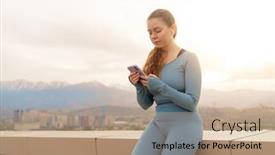  Presentation with listening woman - Theme consisting of sportive-woman-outdoors-girl background and a coral colored foreground